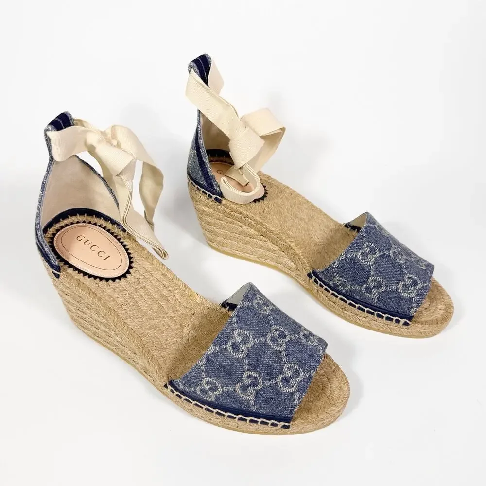 Gucci Pilar Denim Wedge Heel  - Women’s 7 - Picture 3 of 8